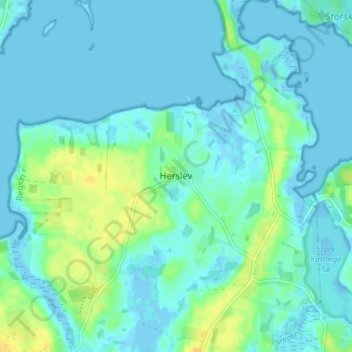 Topografisk kort Herslev, højde, terræn