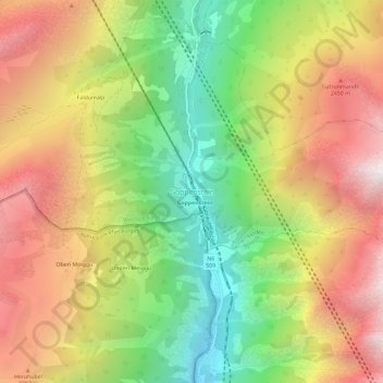 Topografisk kort Goppenstein, højde, terræn