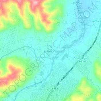 Topografisk kort Junta Pirai, højde, terræn