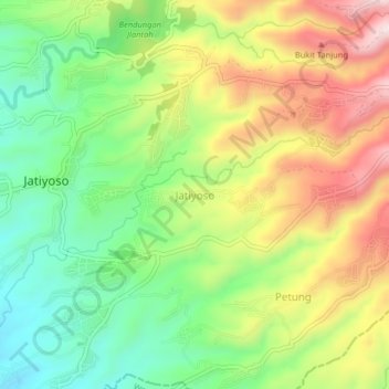 Topografisk kort Jatiyoso, højde, terræn