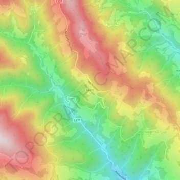 Topografisk kort Preims, højde, terræn
