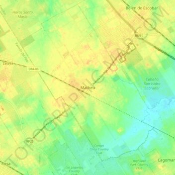 Topografisk kort Matheu, højde, terræn