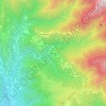 Topografisk kort Trevane, højde, terræn