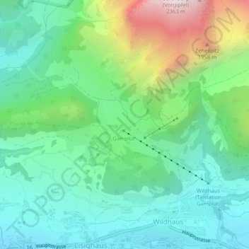 Topografisk kort Gamplüt, højde, terræn