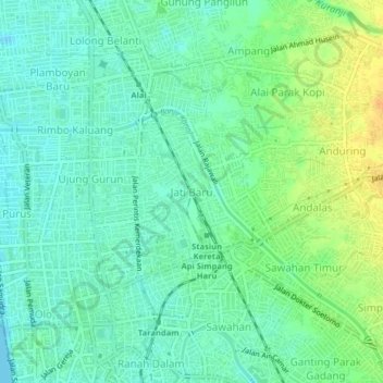 Topografisk kort Jati Baru, højde, terræn