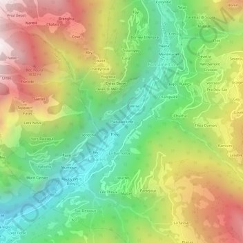 Topografisk kort Pian Lambert, højde, terræn