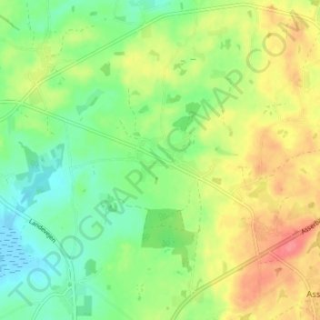 Topografisk kort Hundslev, højde, terræn