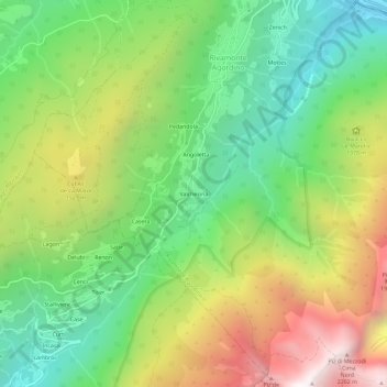 Topografisk kort Valchesina, højde, terræn