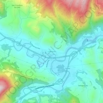 Topografisk kort Calmazzo, højde, terræn