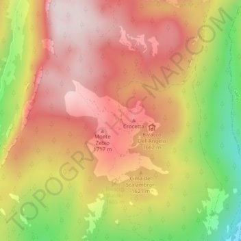 Topografisk kort Malga Zebio, højde, terræn
