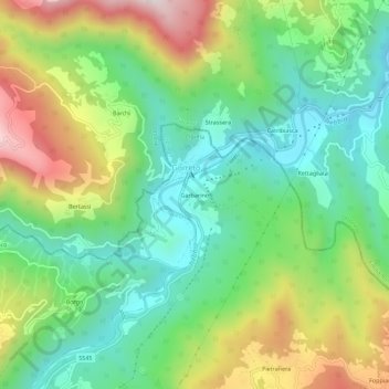Topografisk kort Garbarino, højde, terræn