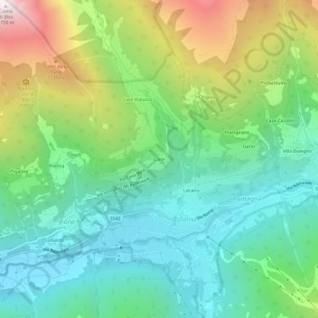 Topografisk kort Canè, højde, terræn