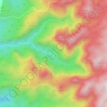 Topografisk kort Nepo, højde, terræn