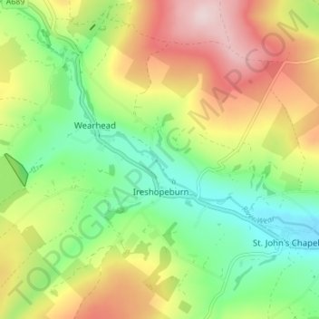 Topografisk kort West Blackdene, højde, terræn