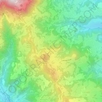 Topografisk kort Castelvecchio, højde, terræn