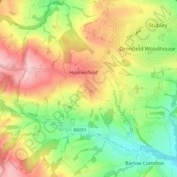 Topografisk kort Cartledge, højde, terræn