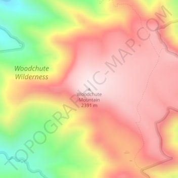 Topografisk kort Woodchute Mountain, højde, terræn