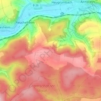 Topografisk kort Gut Ebenroth, højde, terræn