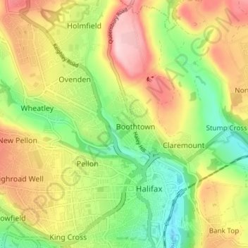 Topografisk kort Akroydon, højde, terræn