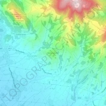 Topografisk kort Montevettolini, højde, terræn