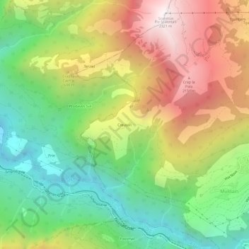 Topografisk kort Creusen, højde, terræn