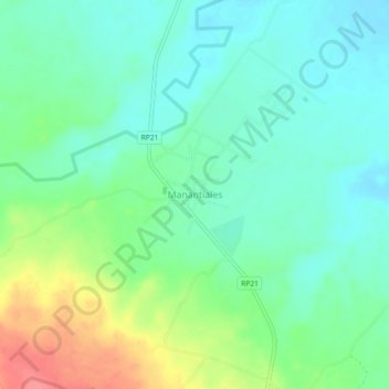 Topografisk kort Manantiales, højde, terræn