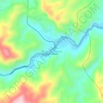 Topografisk kort Muaro Kalaban, højde, terræn
