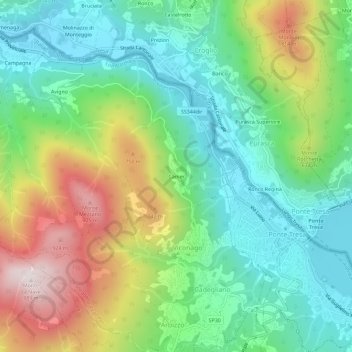 Topografisk kort Camer, højde, terræn