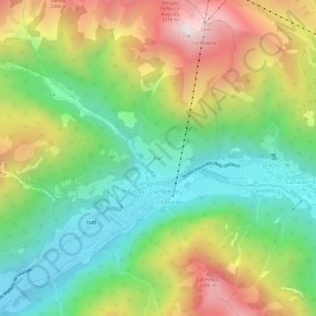 Topografisk kort Pian, højde, terræn