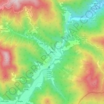 Topografisk kort Mileto, højde, terræn
