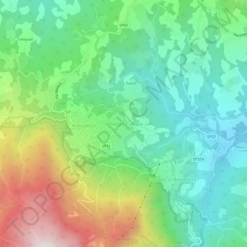 Topografisk kort Villaggio Europa, højde, terræn
