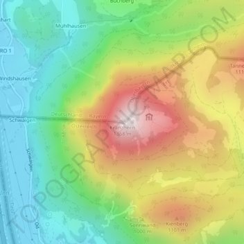 Topografisk kort Kranzhorn, højde, terræn