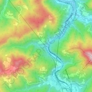 Topografisk kort Creverina, højde, terræn