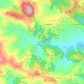 Topografisk kort Roccalanzona, højde, terræn