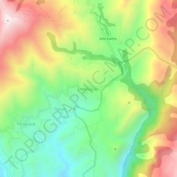 Topografisk kort Epanochori, højde, terræn