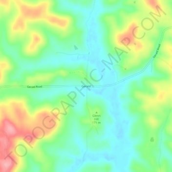 Topografisk kort Gerald, højde, terræn