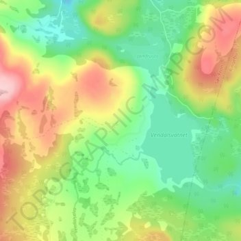 Topografisk kort Vendalen, højde, terræn