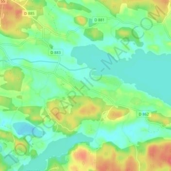 Topografisk kort Rävhagen, højde, terræn