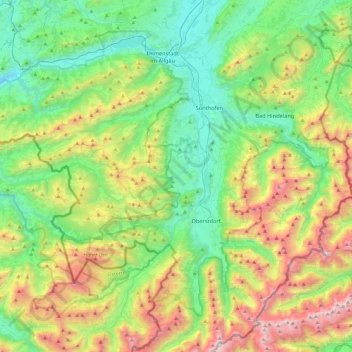 Topografisk kort Obermaiselstein, højde, terræn