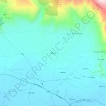 Topografisk kort Tufano, højde, terræn