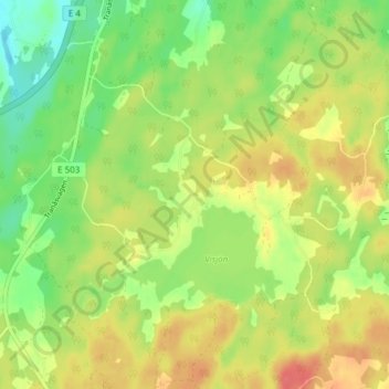 Topografisk kort Visjö, højde, terræn
