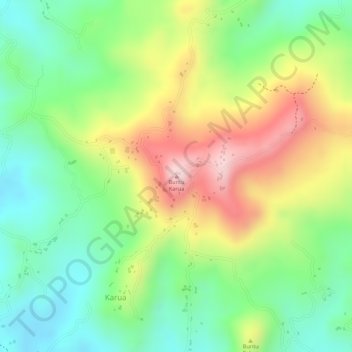 Topografisk kort Buntu Karua, højde, terræn
