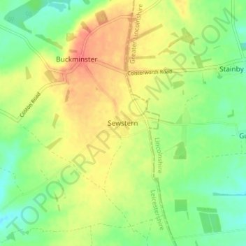 Topografisk kort Sewstern, højde, terræn