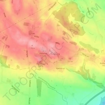 Topografisk kort Ejer Bavnehøj, højde, terræn