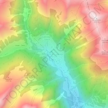 Topografisk kort Lappach - Lappago, højde, terræn
