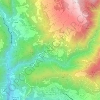 Topografisk kort Spignana, højde, terræn