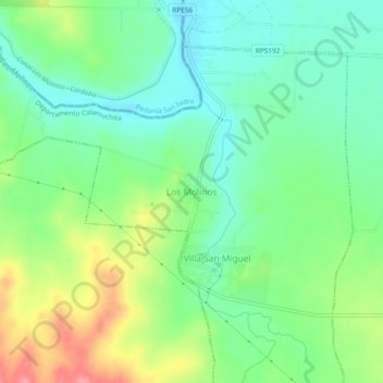 Topografisk kort Los Molinos, højde, terræn