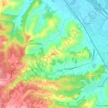 Topografisk kort Ricasoli, højde, terræn