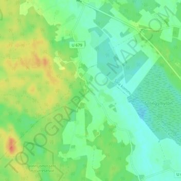 Topografisk kort Svarttorp, højde, terræn