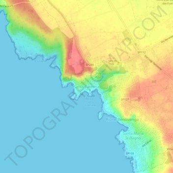 Topografisk kort Santa Caterina, højde, terræn